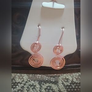 Handmade Swirl Wire Wrap Dangle Earrings